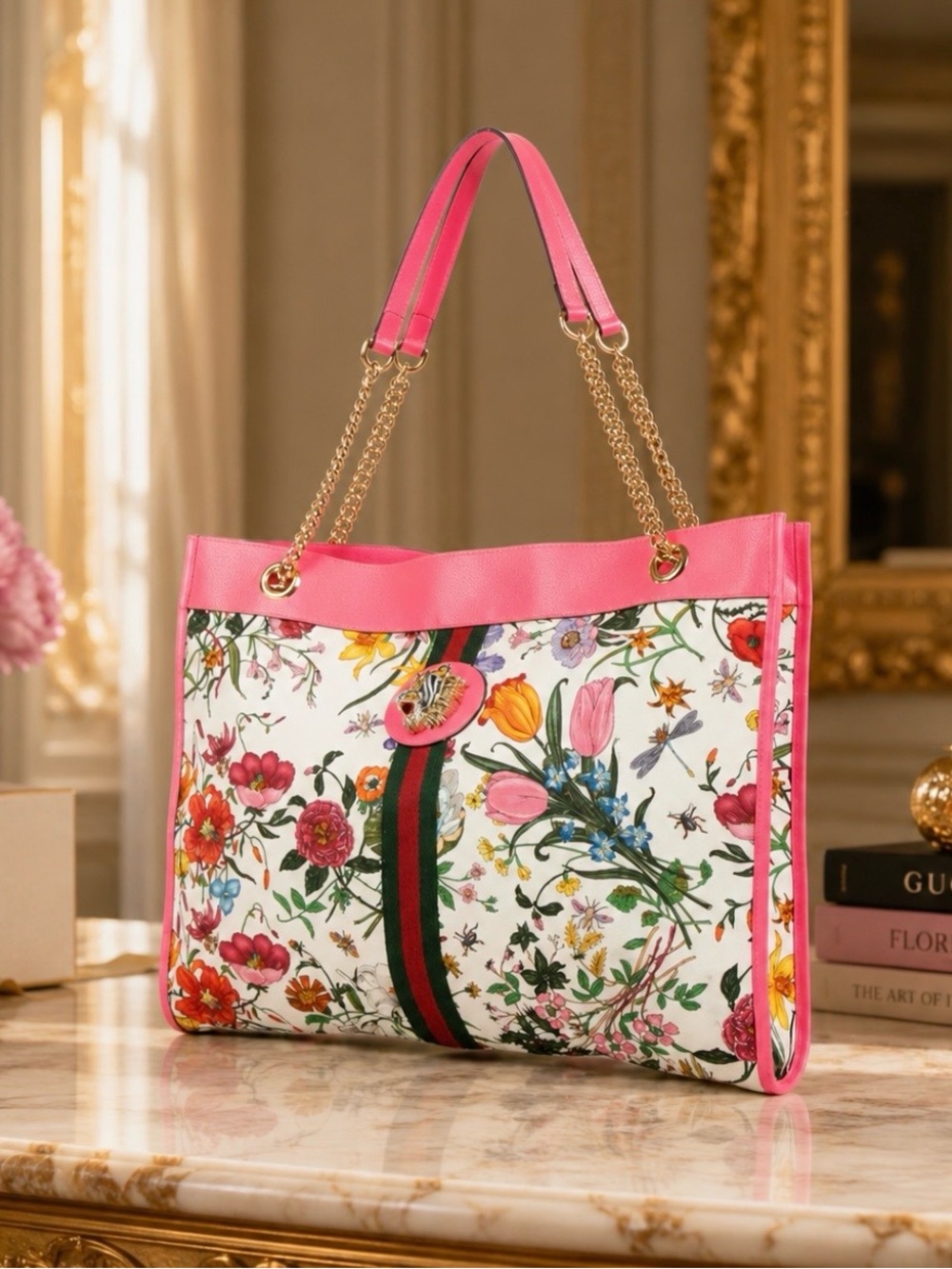 Like New Gucci Raja Floral Tote